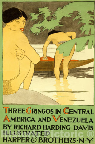 Vintage Poster -  Three gringos in Central America and Venezuela by Richard Harding Davis -  Edward Penfield., Historic Wall Art