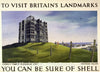 Vintage Poster -  to Visit Britain's Landmarks, You can be Sure of Shell -  Hillier., Historic Wall Art
