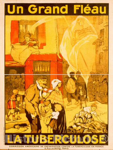 Vintage Poster -  Un Grand flÃ©au la tuberculose, Historic Wall Art