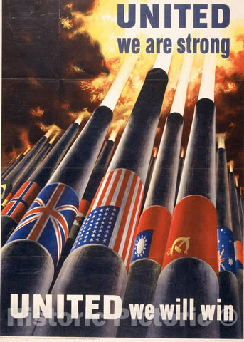 Vintage Poster -  United we are Strong, United we can Win, Historic Wall Art