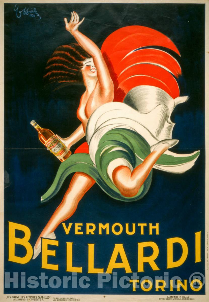 Vintage Poster -  Vermouth Bellardi Torino -  Cappiello., Historic Wall Art