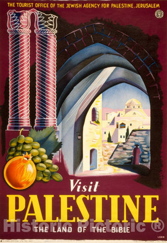 Vintage Poster -  Visit Palestine -  The Land of The Bible -  Loeb., Historic Wall Art