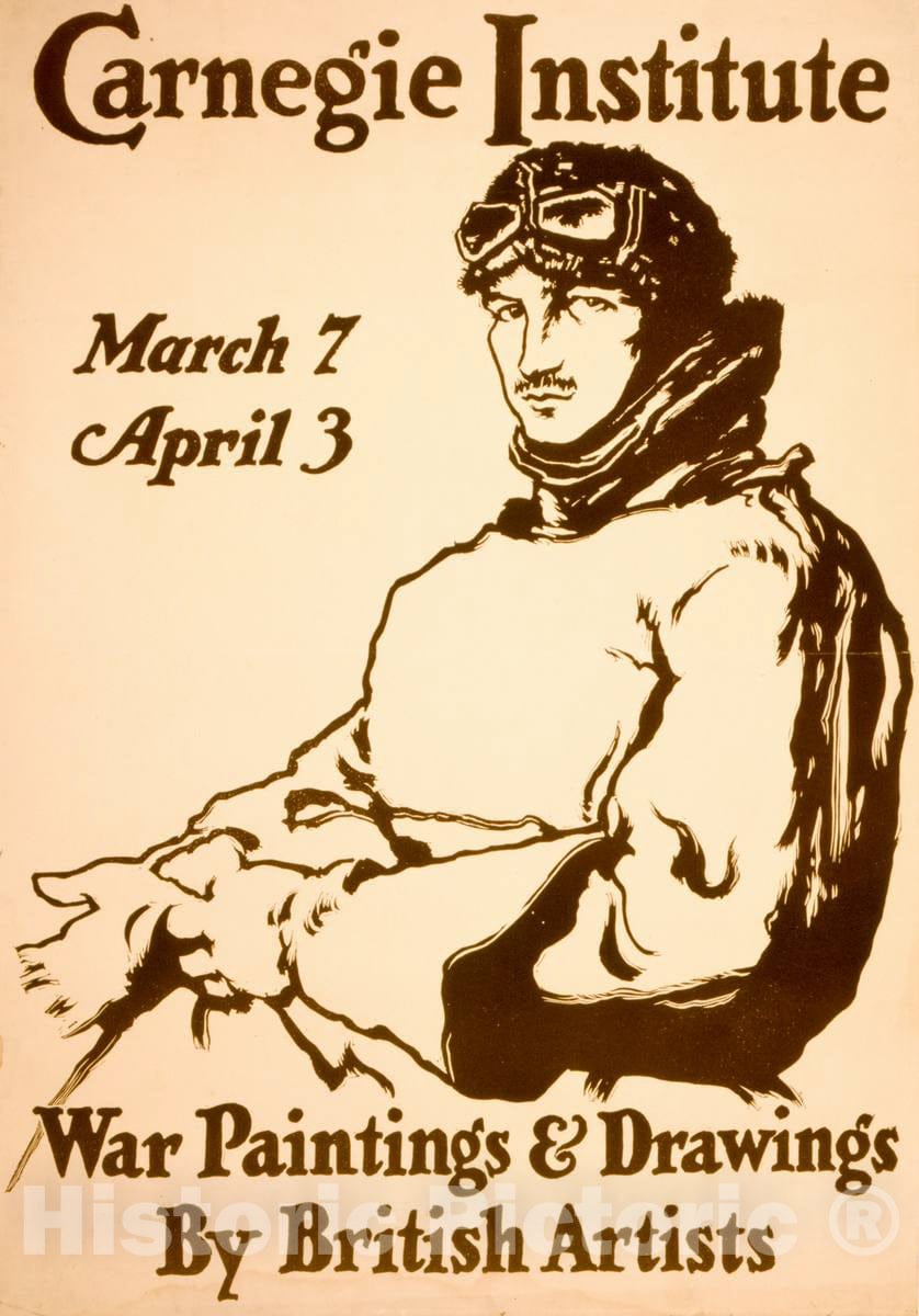 Vintage Poster -  War Paintings & Drawings by British Artists Carnegie Institute, March 7 April 3., Historic Wall Art