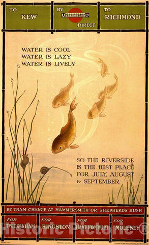 Vintage Poster -  Water is Cool, Water is Lazy, Water is Lively So The River is The Best Place for July August & September., Historic Wall Art