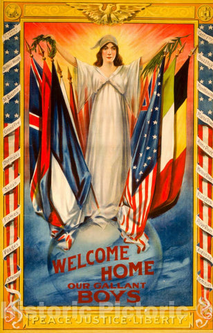 Vintage Poster -  Welcome Home Our Gallant Boys -  Hennegan & Co. Cincinnati, O., Historic Wall Art