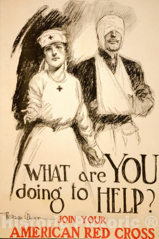 Vintage Poster -  What are You Doing to Help? Join Your American Red Cross -  Gordon Grant., Historic Wall Art