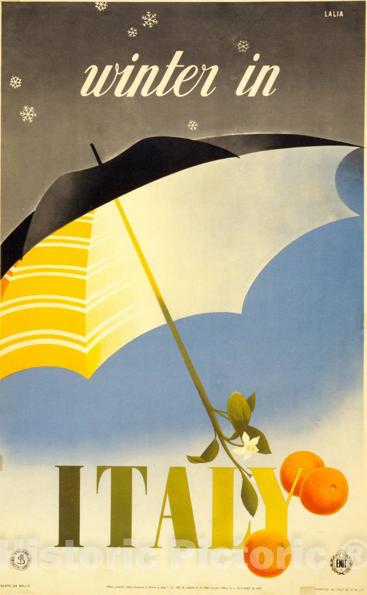 Vintage Poster -  Winter in Italy -  Lalia., Historic Wall Art