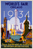 Vintage Poster -  World's fair -  Chicago -  1934 Tour The World at The fair - See Fifteen Foreign Villages  -  Weimer Pursell., Historic Wall Art