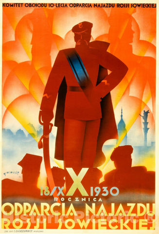 Vintage Poster -  X rocznica odparcia najazdu Rosji sowieckiej -  Gronowski 30., Historic Wall Art
