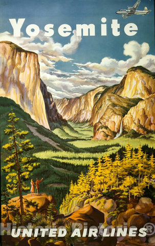 Vintage Poster -  Yosemite. United Air Lines, Historic Wall Art