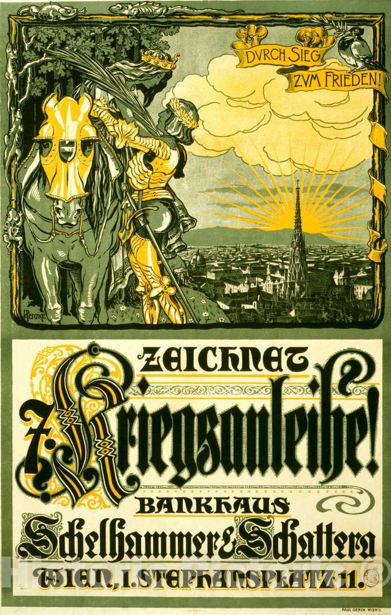 Vintage Poster -  Zeichnet Kriegsanleihe! -  P. Aeschke., Historic Wall Art