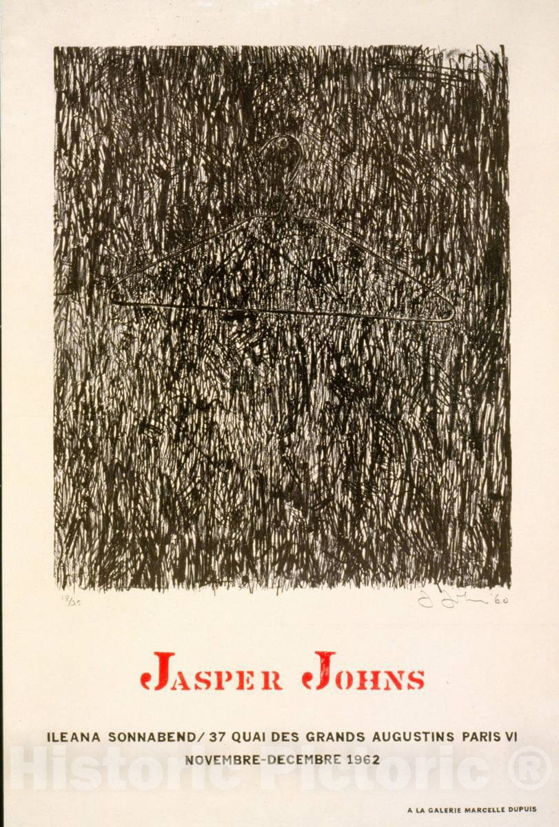Vintage Poster -  Jasper Johns, Ileana Sonnabend, Paris VI, Novembre -  Decembre 1962, Historic Wall Art
