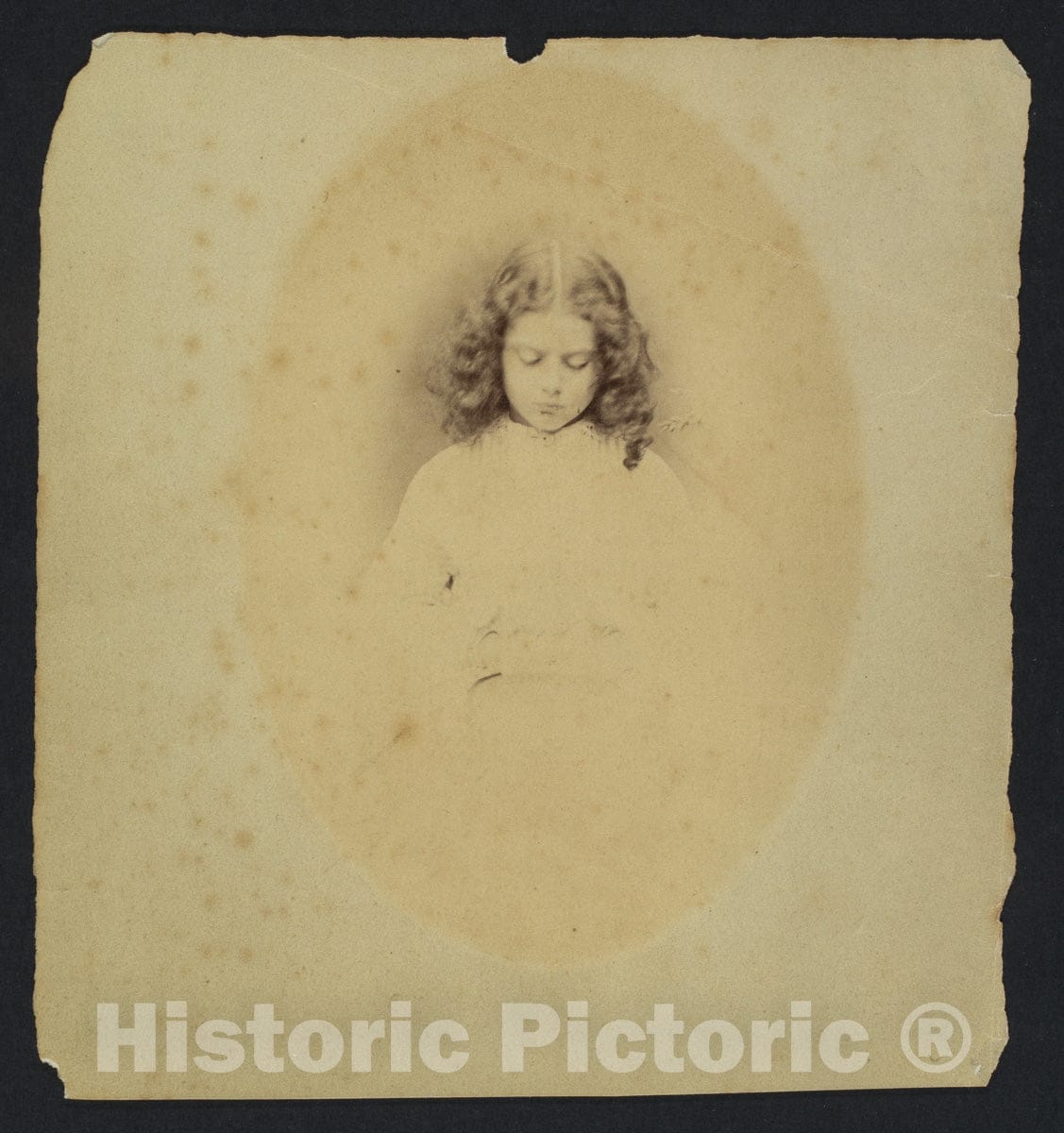 Photo Print : Lewis Carroll - Edith Liddell Seated Beside a Vase of Foxgloves : Vintage Wall Art