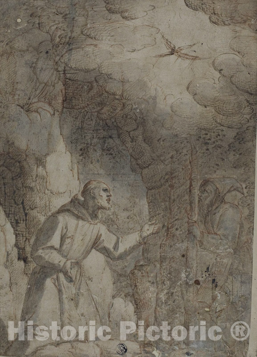 Art Print : Stigmatization of Saint Francis of Assisi, probably Italian, c.1590, Vintage Wall Decor :