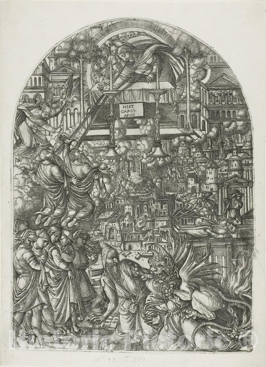 Art Print : Measurament of the Temple, Jean Duvet, c.1533, Vintage Wall Decor :