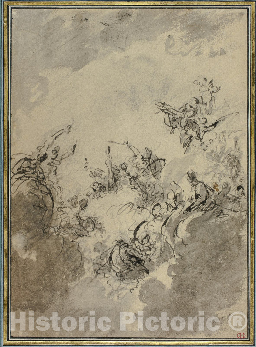 Art Print : Study for Apotheosis of Hercules, Jacob de Wit, c.1750, Vintage Wall Decor :