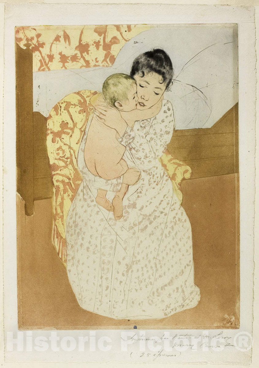 Art Print : Maternal Caress, Mary Cassatt, c 1890, Vintage Wall Decor :