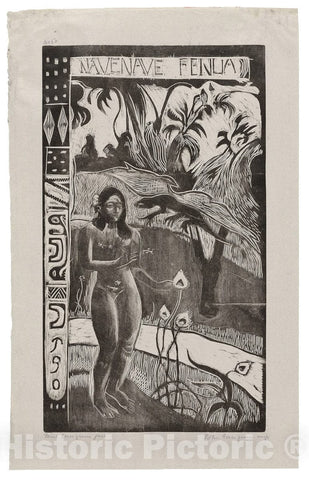 Art Print : Nave nave fenua (Delightful Land), from the Noa Noa Suite, Paul Gauguin, c 1893, Vintage Wall Decor :