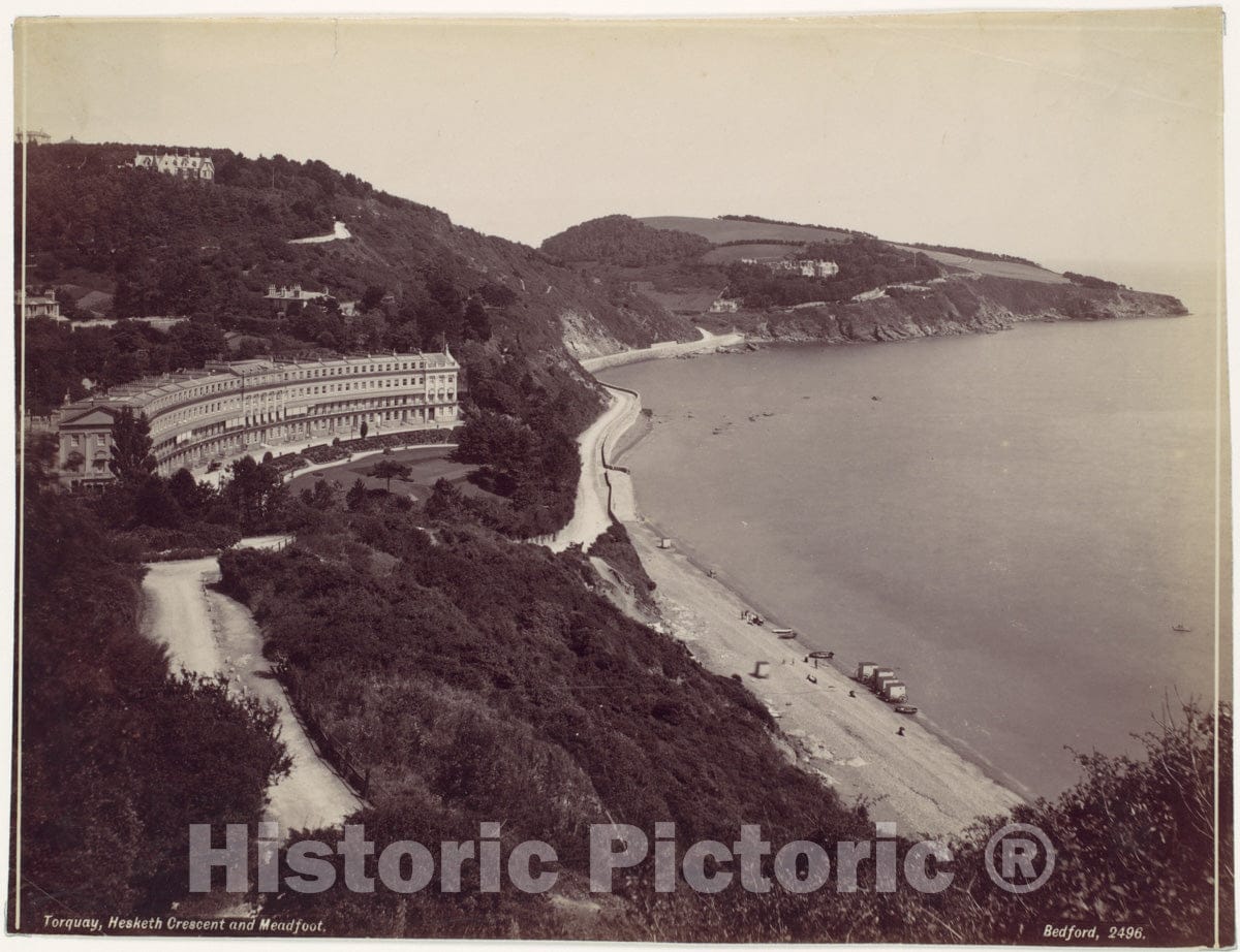 Photo Print : Francis Bedford - Torquay, Hesketh Crescent and Meadfoot : Vintage Wall Art