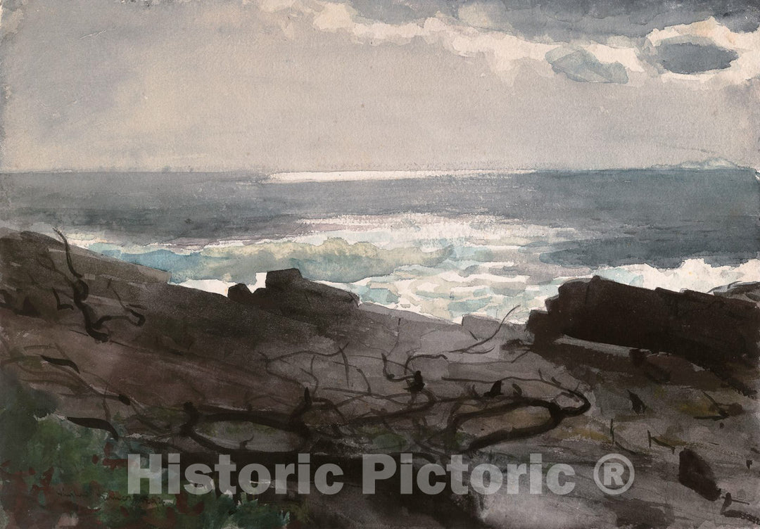 Art Print : Sunshine and Shadow, Prouts Neck, Winslow Homer, c 1894, Vintage Wall Decor :