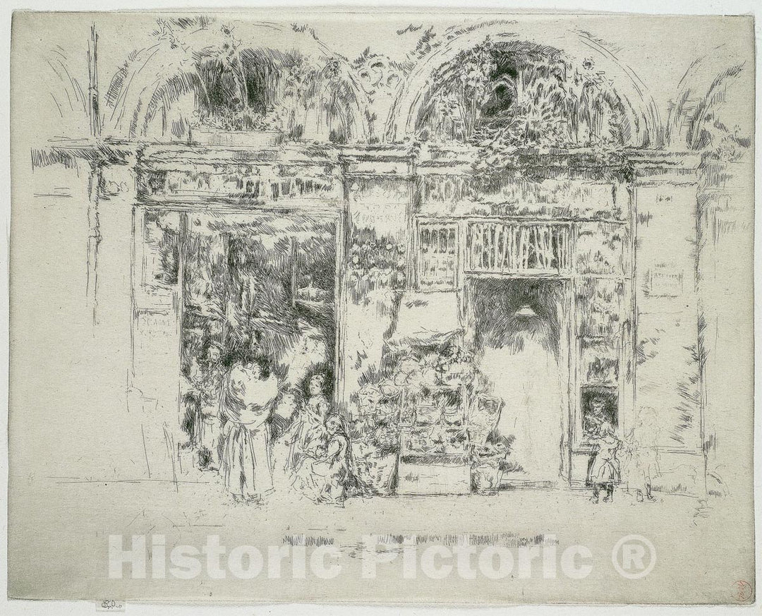 Art Print : Sunflowers, Marche St Germain, Paris, James McNeill Whistler, c.1891, Vintage Wall Decor :