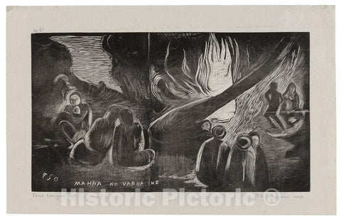 Art Print : Mahna no varua ino (The Devil Speaks), from the Noa Noa Suite, Paul Gauguin, c 1893, Vintage Wall Decor :