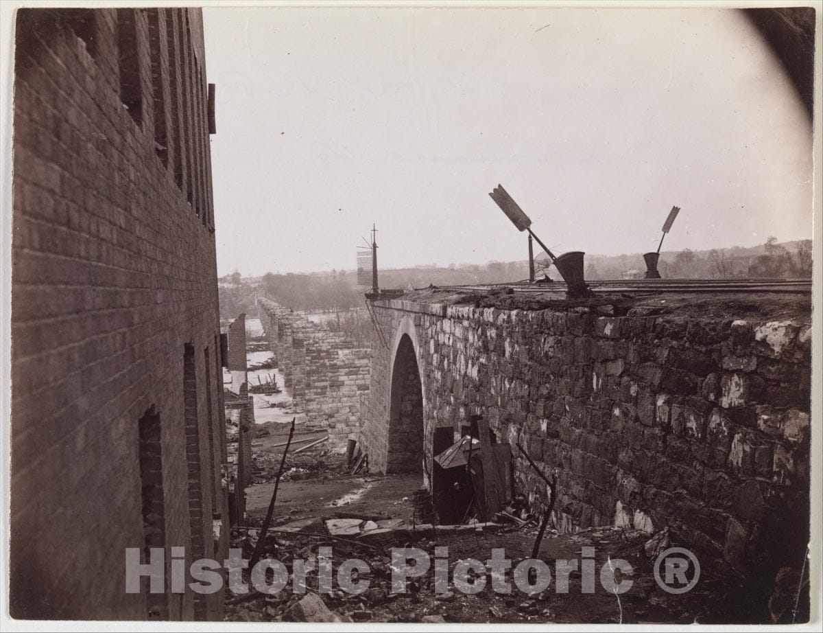 Photo Print : Alexander Gardner - Ruins of Richmond & Petersburg Railroad Bridge, Richmond, Virginia : Vintage Wall Art