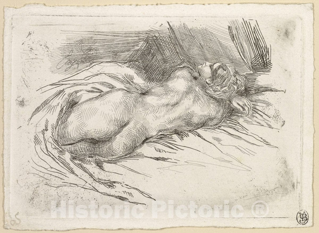 Art Print : Study of a Woman Seen from the Back, EugÃ¨ne Delacroix, 1833, Vintage Wall Decor :