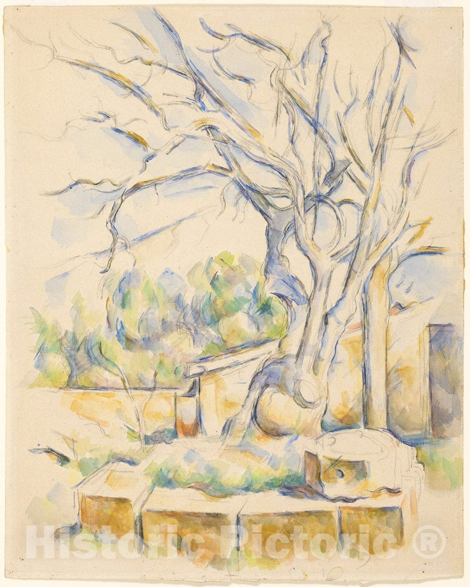 Art Print : Pistachio Tree at ChÃ¢teau Noir, Paul Cezanne, c 1895, Vintage Wall Decor :