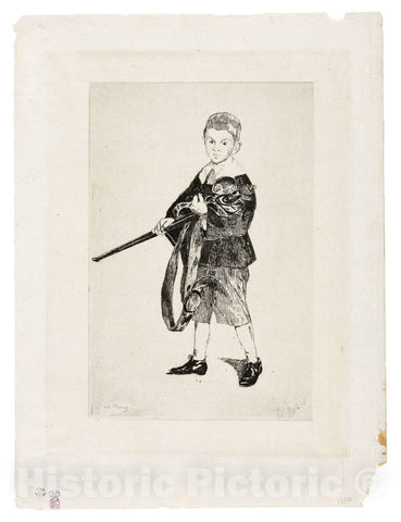 Art Print : The Boy with a Sword, Turned to the Left III, edouard Manet, c 1869, Vintage Wall Decor :
