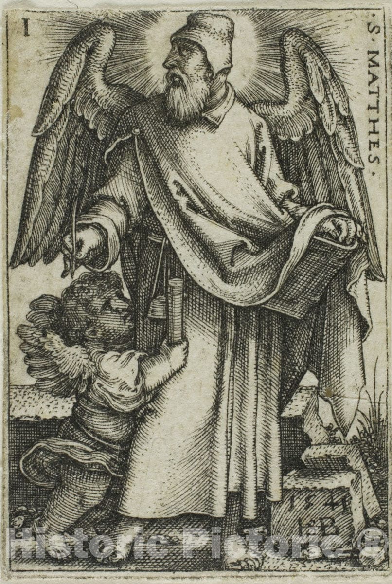 Art Print : St. Matthew, from The Four Evangelists, Hans Sebald Beham, c.1504, Vintage Wall Decor :