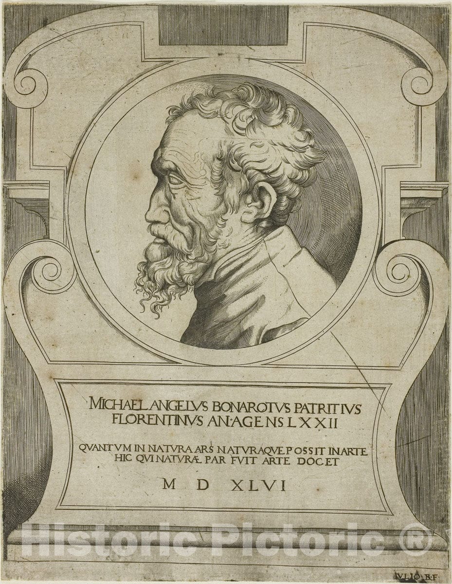 Art Print : Michelangelo, Giulio di Antonio Bonasone, c.1777, Vintage Wall Decor :