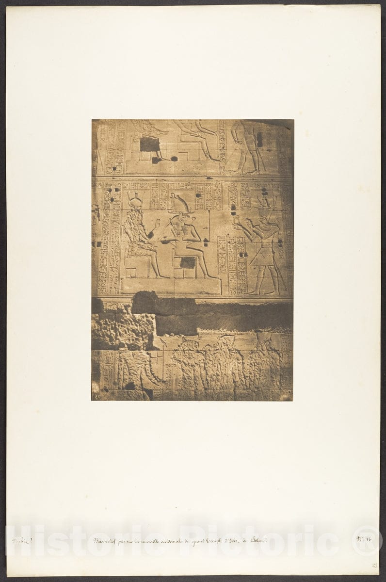 Photo Print : Maxime Du Camp - Bas-Relief Pris sur la muraille occidentale du Grand Temple d'Isis, à Philae : Vintage Wall Art