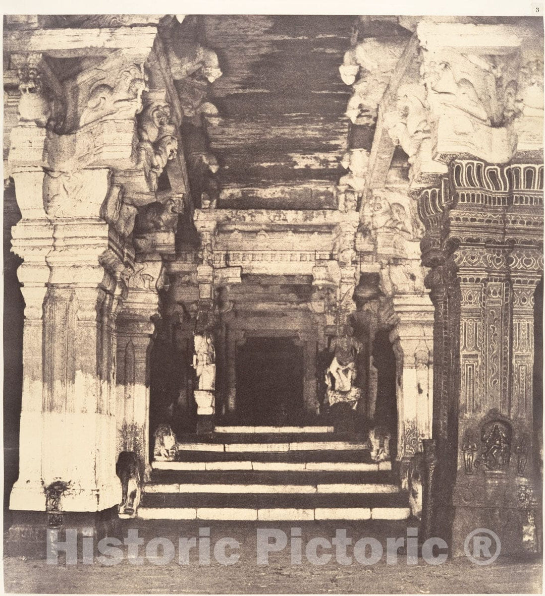 Photo Print : Linnaeus Tripe - Entrance to The Thousand Pillared Mundapam in The Great Pagoda : Vintage Wall Art