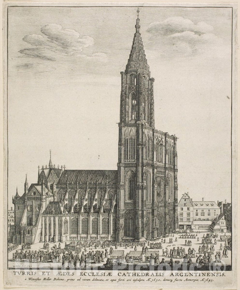 Art Print : Strasbourg Cathedral, Wenceslaus Hollar, c 1862, Vintage Wall Decor :