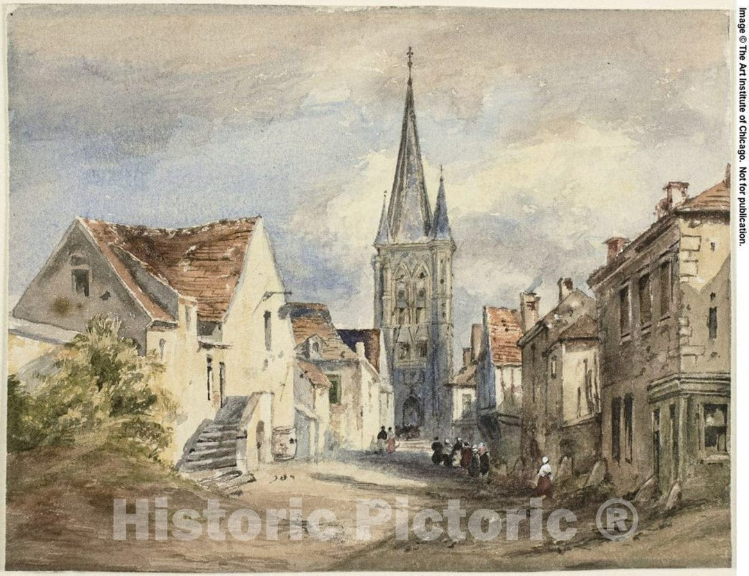 Art Print : Street Scene in Northern France, Ambrose Poynter, c.1823, Vintage Wall Decor :