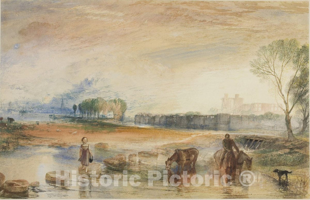 Art Print : Sunset and Moonrise, Joseph Mallord William Turner, c.1864, Vintage Wall Decor :