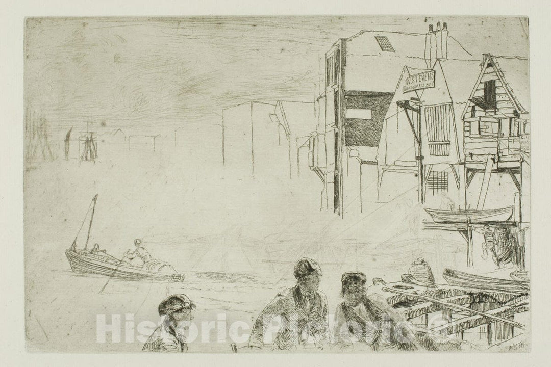 Art Print : Stevens Boat Yard, James McNeill Whistler, c 1880, Vintage Wall Decor :