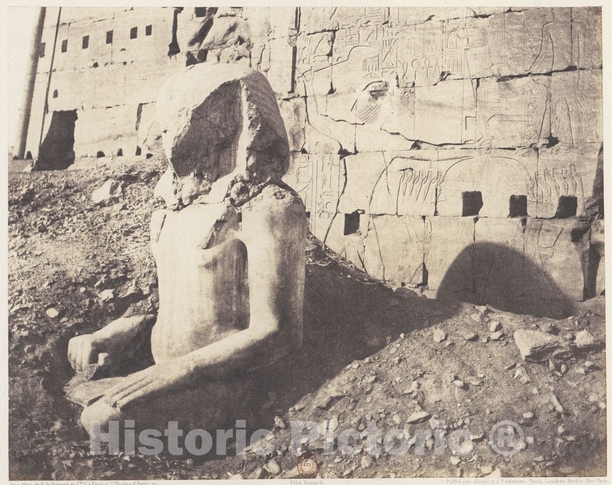 Photo Print : Félix Teynard - Karnak (Thèbes), Troisième Pylône - Colosse de Spath Calcaire, en D : Vintage Wall Art