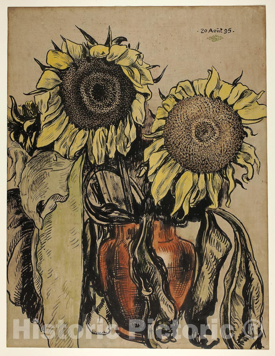 Art Print : Sunflowers, Georges Lemmen, c.1859, Vintage Wall Decor :