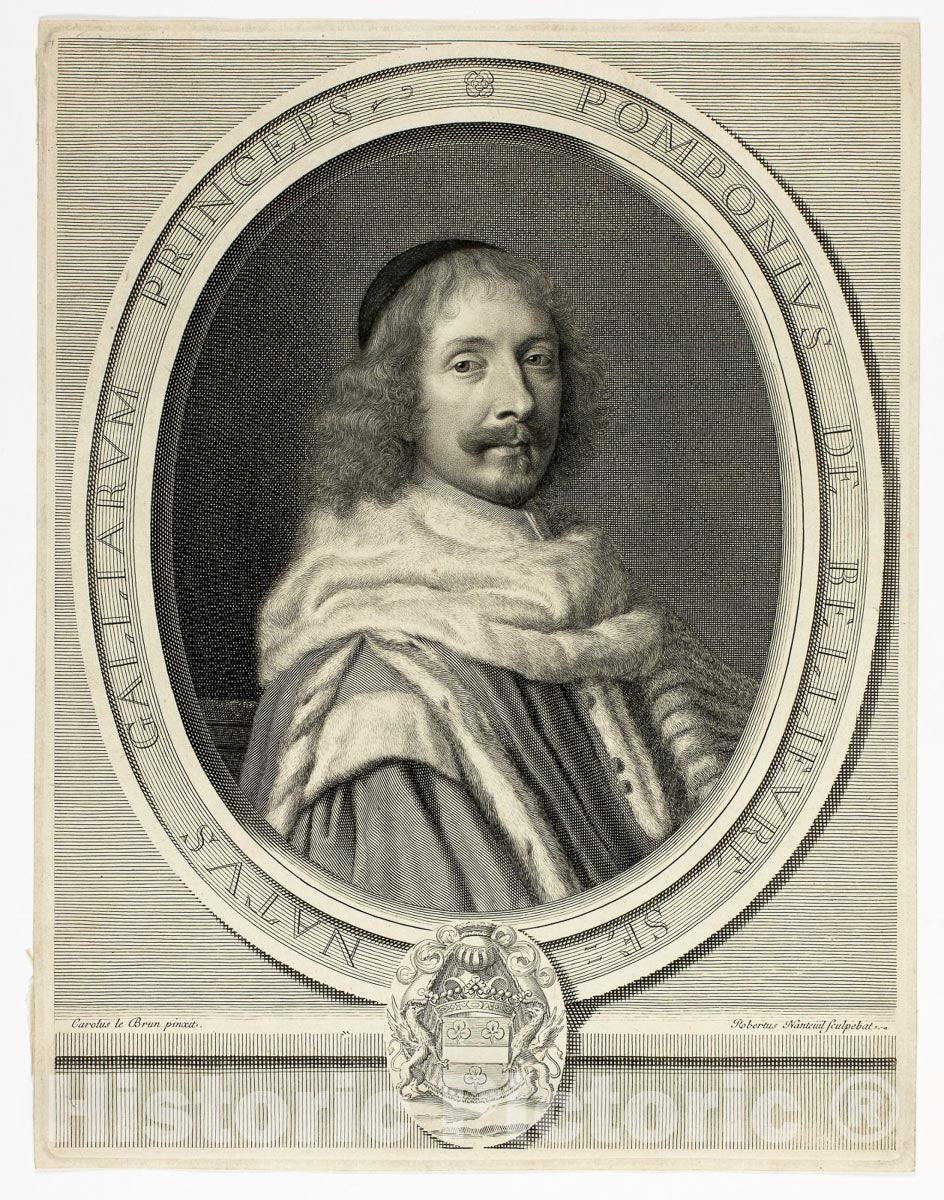 Art Print : Portrait of Pompone de BelliÃ¨vre, Robert Nanteuil, c.1592, Vintage Wall Decor :