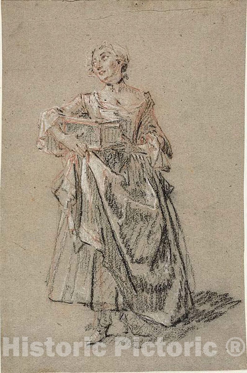 Art Print : Study of a Woman, Nicolas Lancret, c 1890, Vintage Wall Decor :