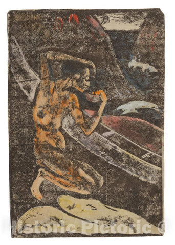 Art Print : A Fisherman Drinking Beside His Canoe, Paul Gauguin, c 1830, Vintage Wall Decor :