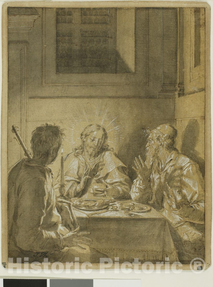 Art Print : Supper at Emmaus, Pieter de Witte, c.1598, Vintage Wall Decor :