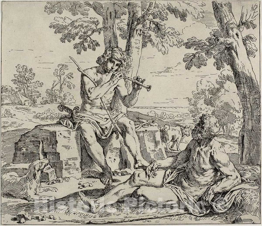 Art Print : Mercury and Argus, Simone Cantarini, c.1640, Vintage Wall Decor :