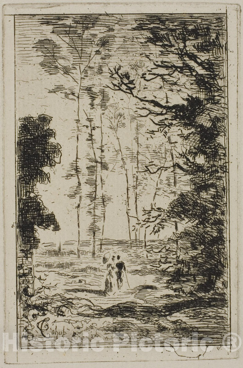 Art Print : Small Vertical Landscape, Felix Hilaire Buhot, c 1893, Vintage Wall Decor :
