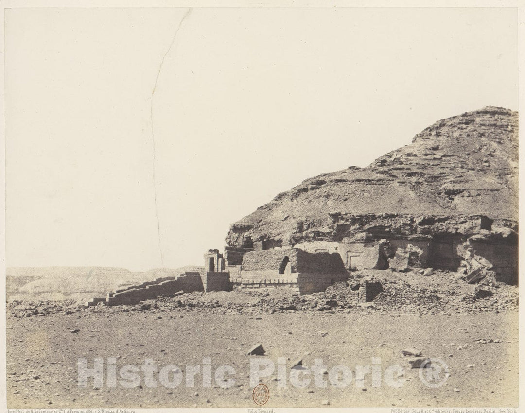 Photo Print : Félix Teynard - El-Kab (Éléthya), Vue Générale de l'Hémi-Spéos : Vintage Wall Art