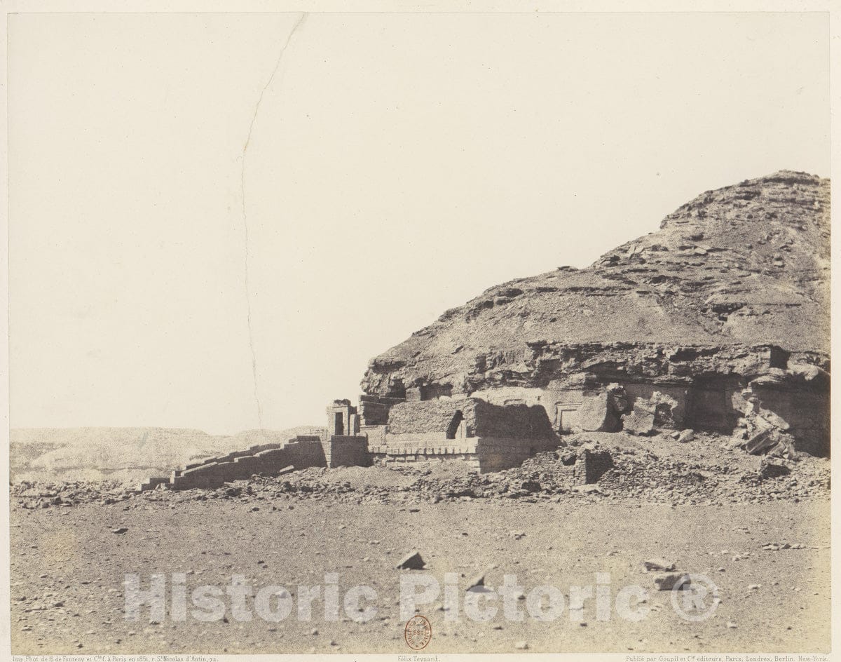 Photo Print : Félix Teynard - El-Kab (Éléthya), Vue Générale de l'Hémi-Spéos : Vintage Wall Art