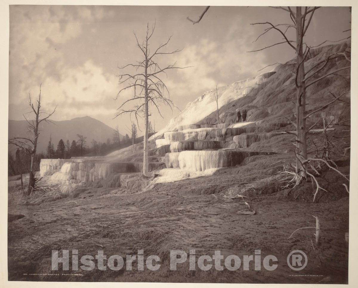 Photo Print : William Henry Jackson - Mammoth Hot Springs, Pulpit Terraces : Vintage Wall Art