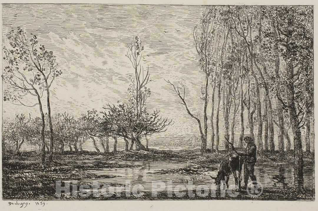 Art Print : Sunset, Charles FranÃ§ois Daubigny, c 1923, Vintage Wall Decor :